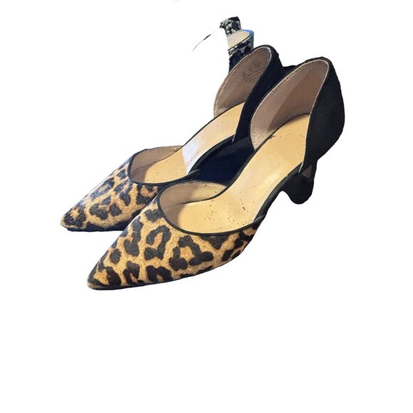 Franco Sarto Leopard Print DOrsay Pumps With Pointed Toe 3 Inch Heels - Picture 1 of 9